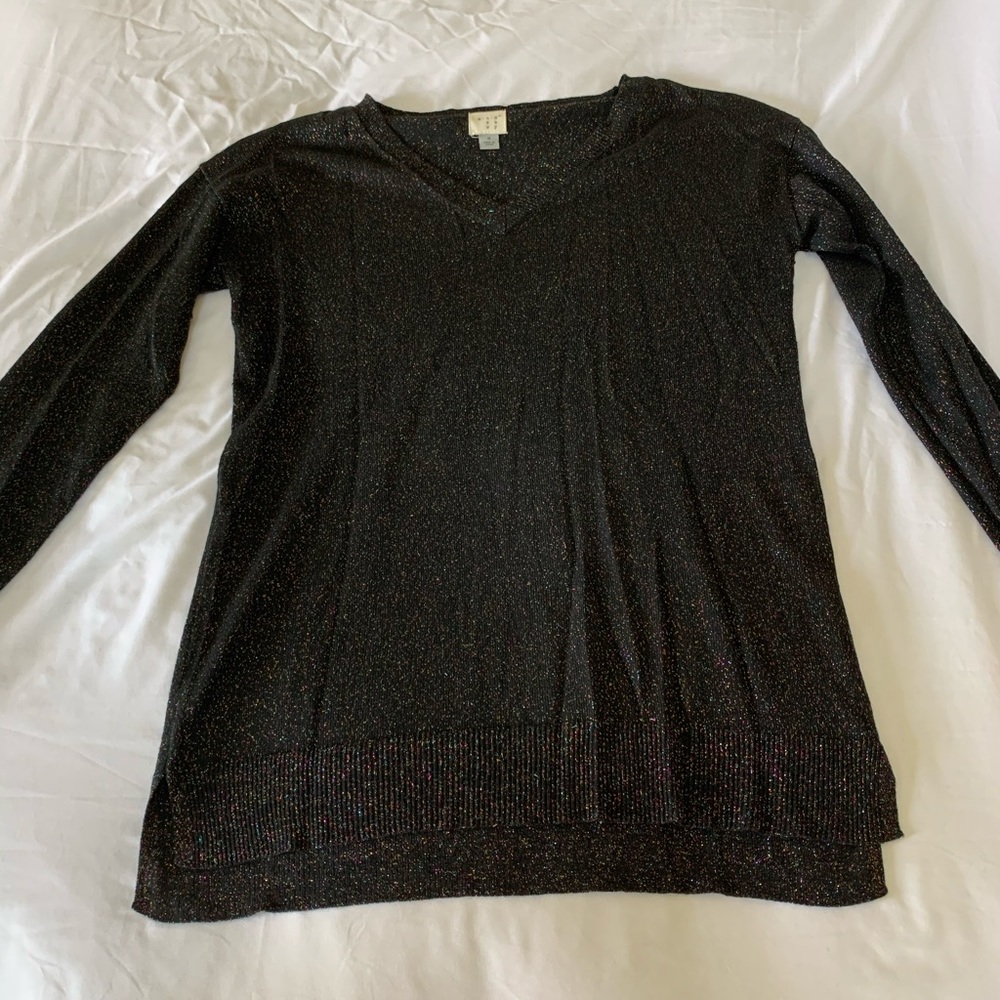 Black sweater with rainbow glitter